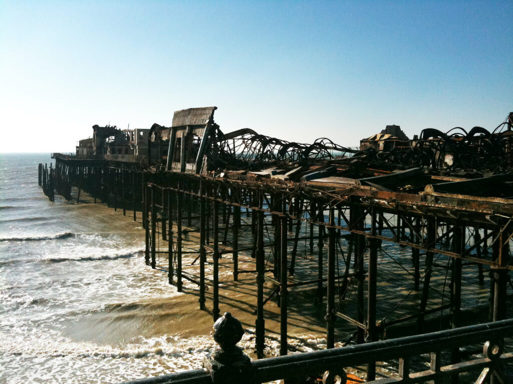 The aftermath of the 2010 Hastings pier fire