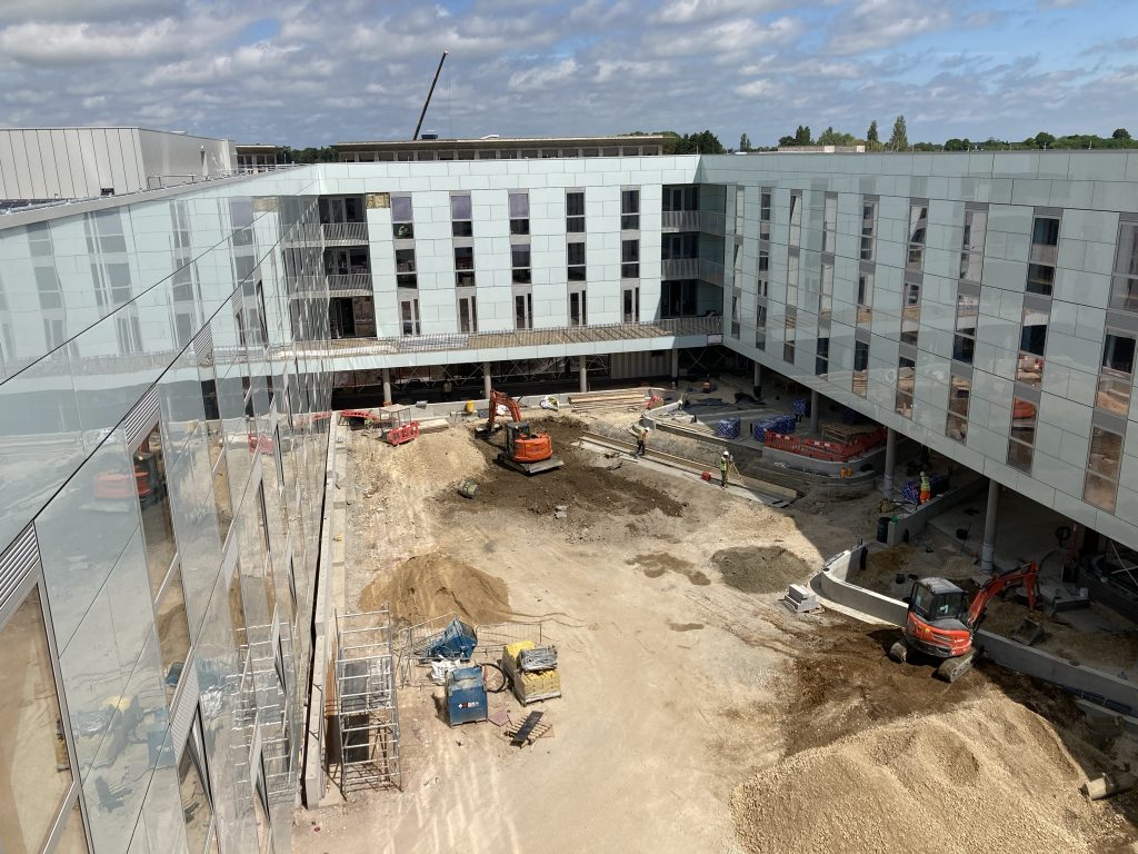 The courtyard under construction