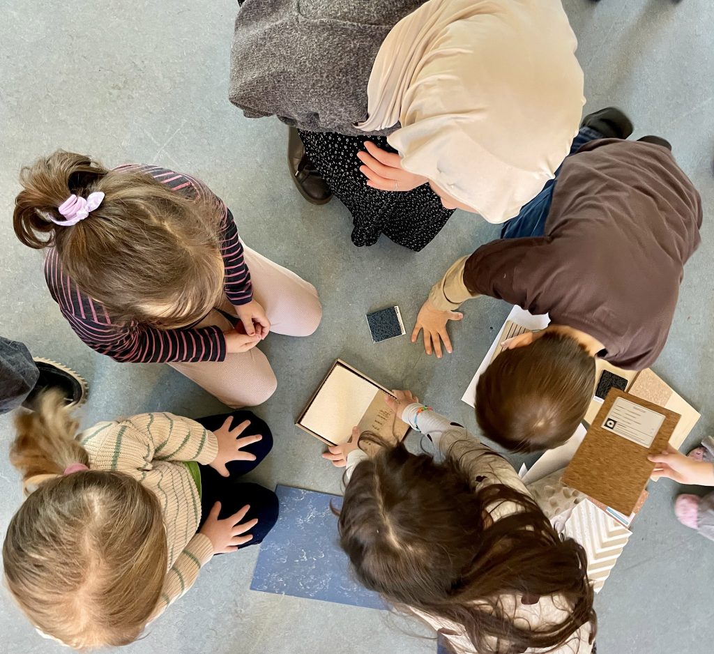 Children getting to know the materials